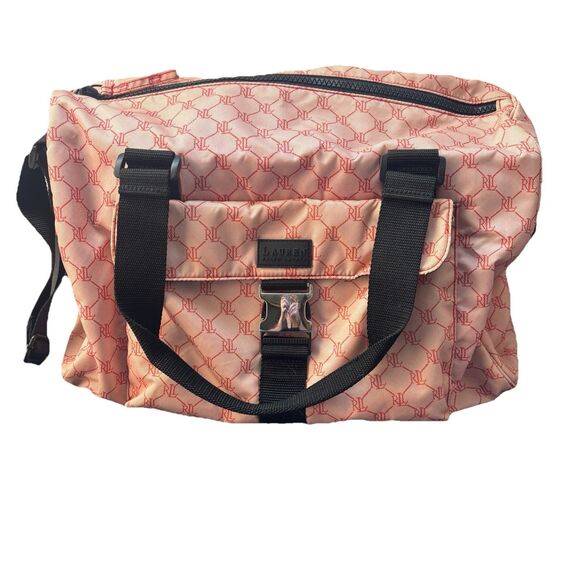 Pink Designer Ralph Lauren Weekender Overnight Signature Nylon Duffel Bag Logo - Picture 2 of 13